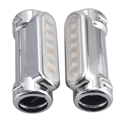 2X Chrome LED Turn Signal Lights for Motorcycle Highway Crash Bar