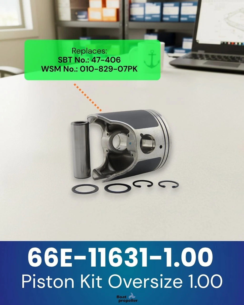 Piston Kit 66E-11631-00 Oversize 1.00 for Yamaha Jet Ski (800)