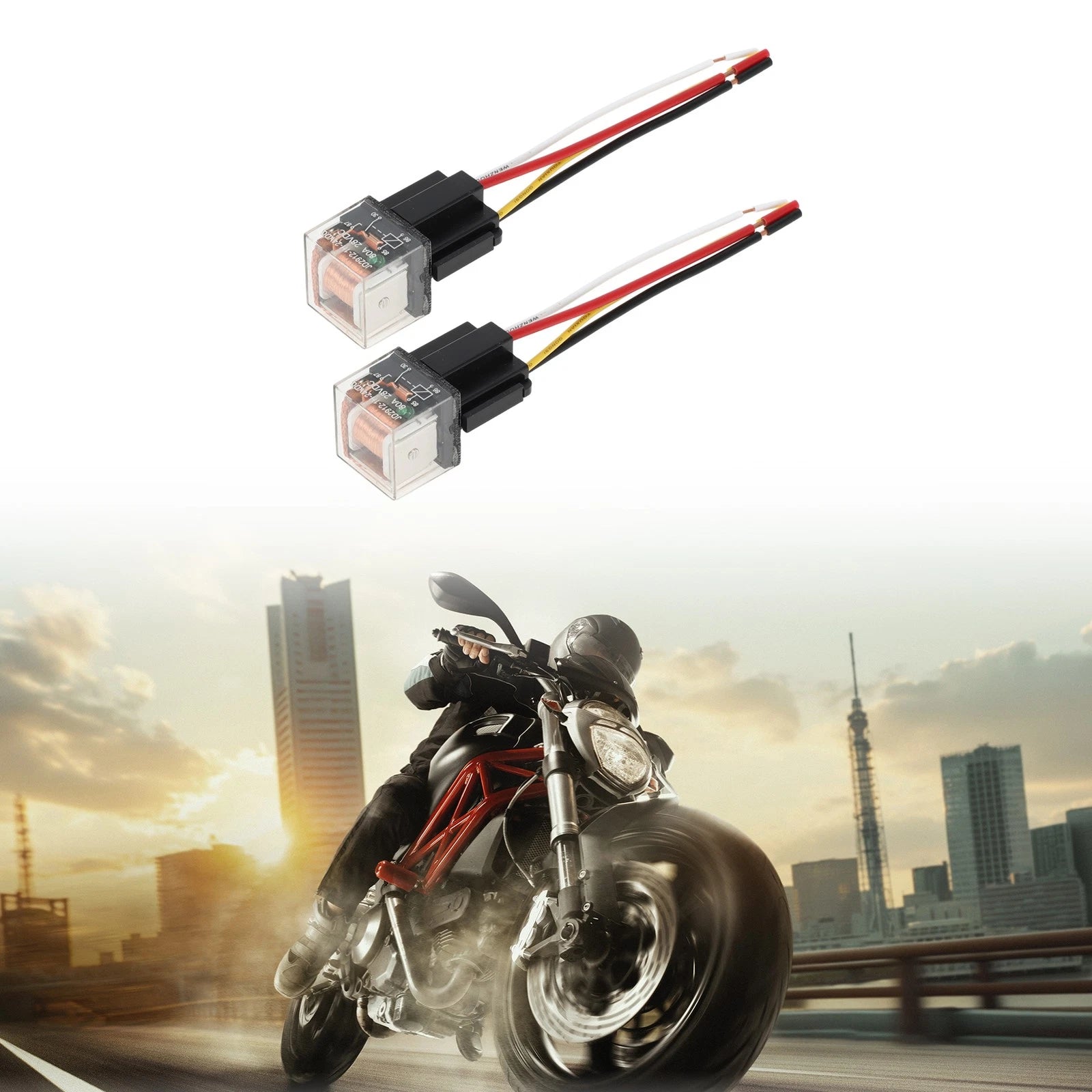 2X 4-Pin 24V 80A Waterproof Auto Relay with Harness Sockets