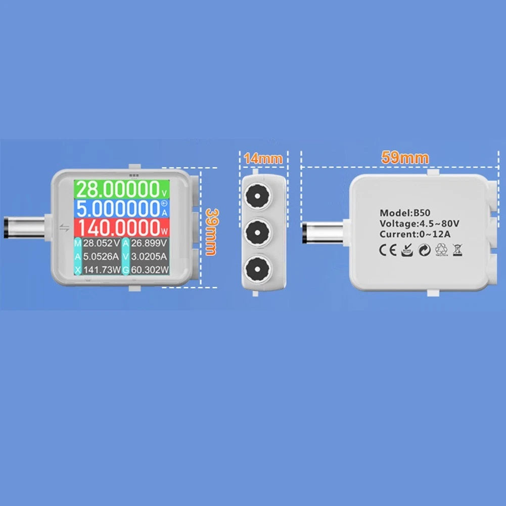 B50 DC Voltage Current Power Meter Tester 5.5V 80V 12A