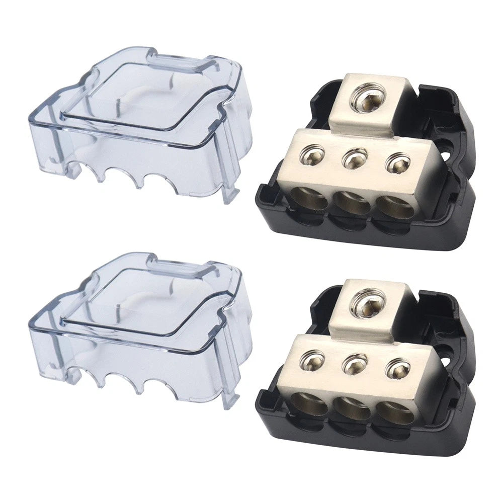 3-Way Distribution Block Power Wire Splitter Kit 0 Gauge to 4 Gauge