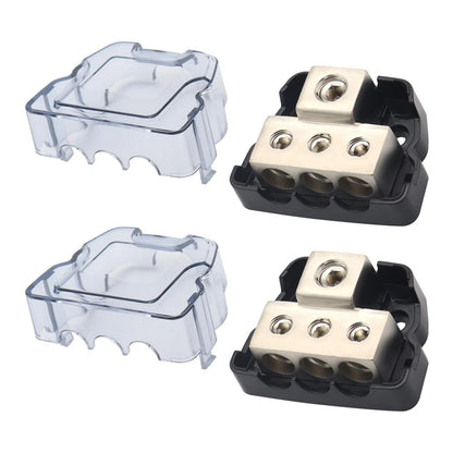 3-Way Distribution Block Power Wire Splitter Kit 0 Gauge to 4 Gauge