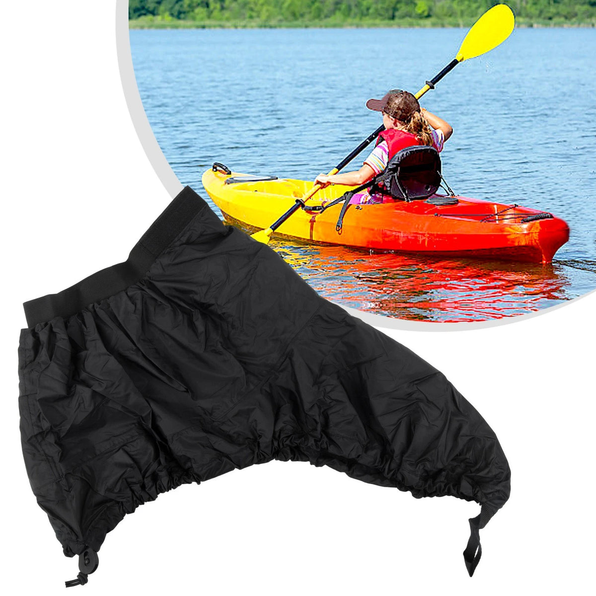 Canoe Boat Cover with Stretchable Elastic Straps, 420D Nylon