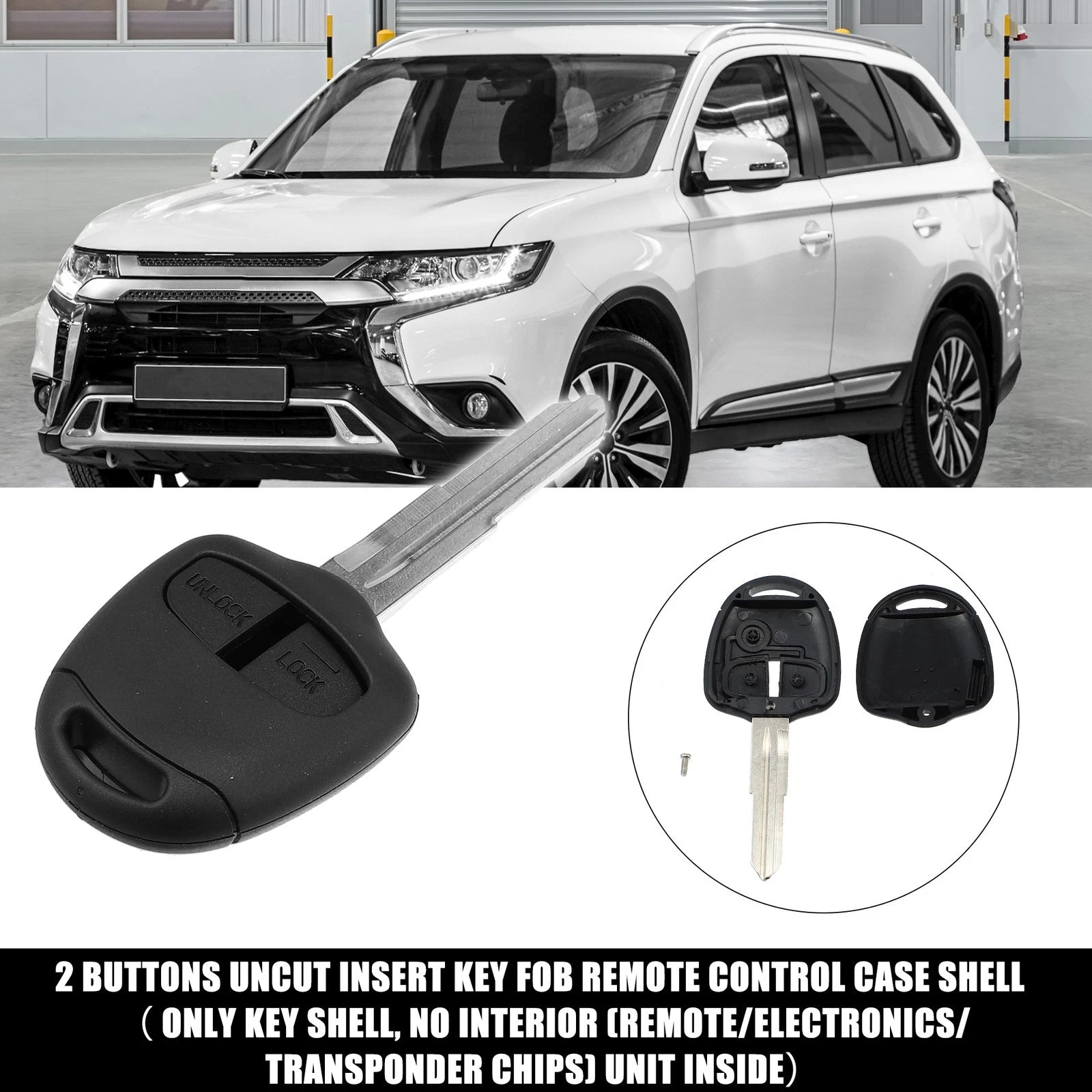 Keyless Entry Remote Key Shell Cover for Mitsubishi with 2 Buttons (No Chip)