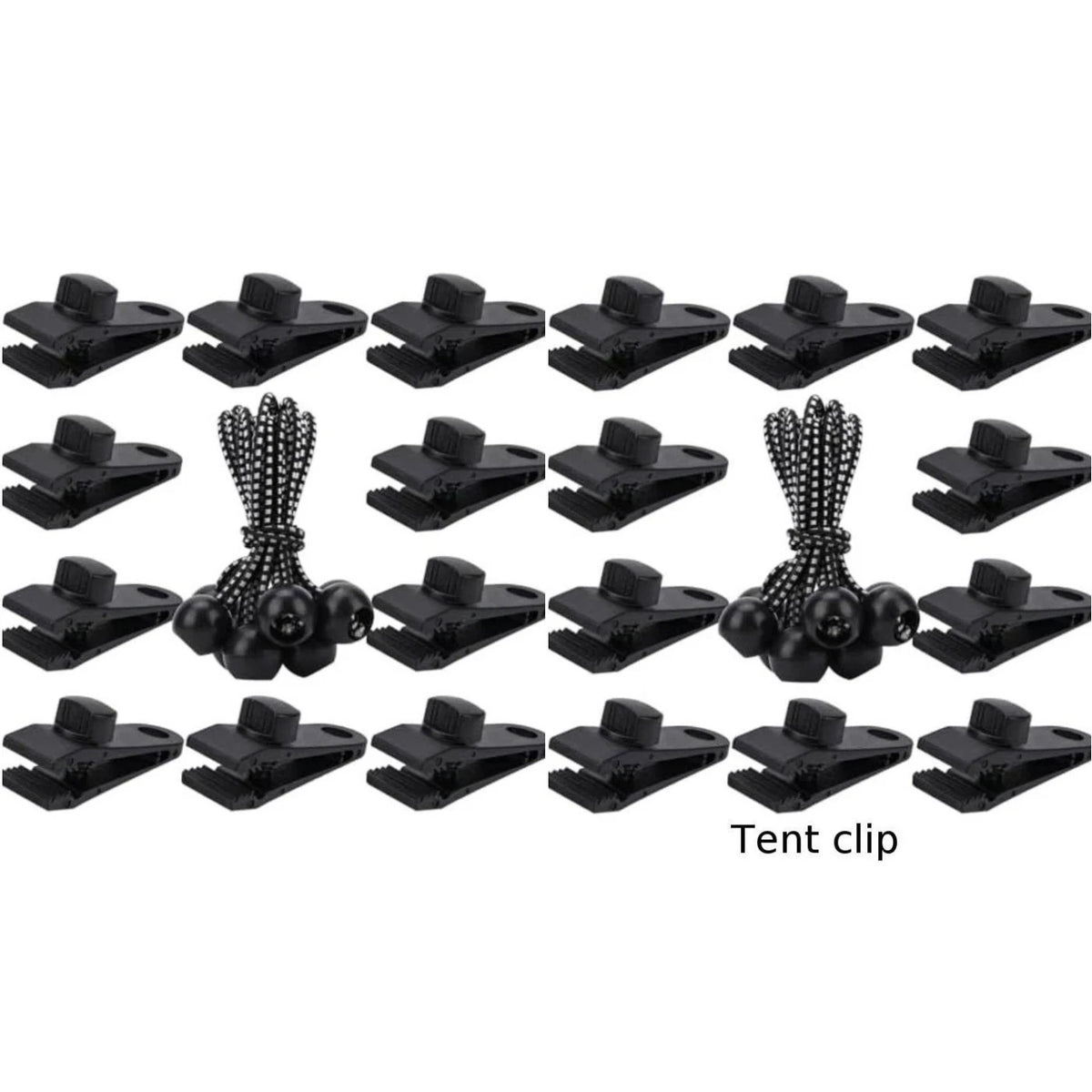 10 Piece Tent Clips Set with Elastic Cords for Securing Tarpaulins