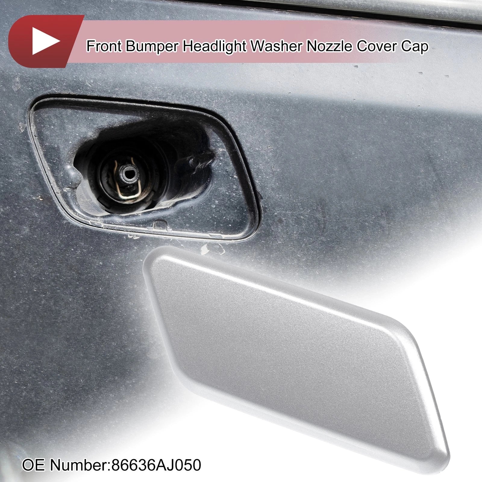 Front Right Washer Nozzle Cover Cap for Subaru Outback (2010–2012) Silver