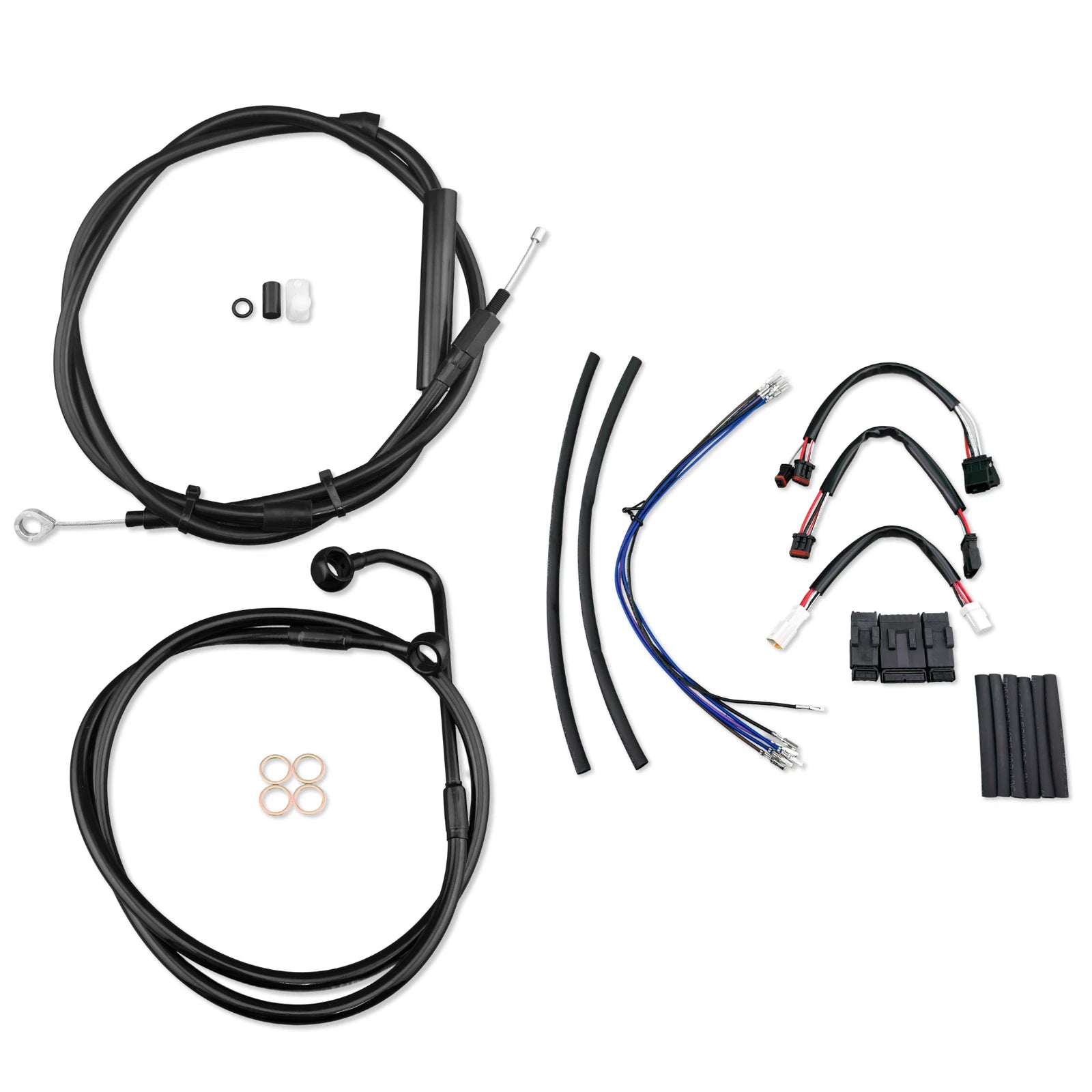 12" Black Stainless Brake Line Kit for Harley Softail (2016–2017) ABS