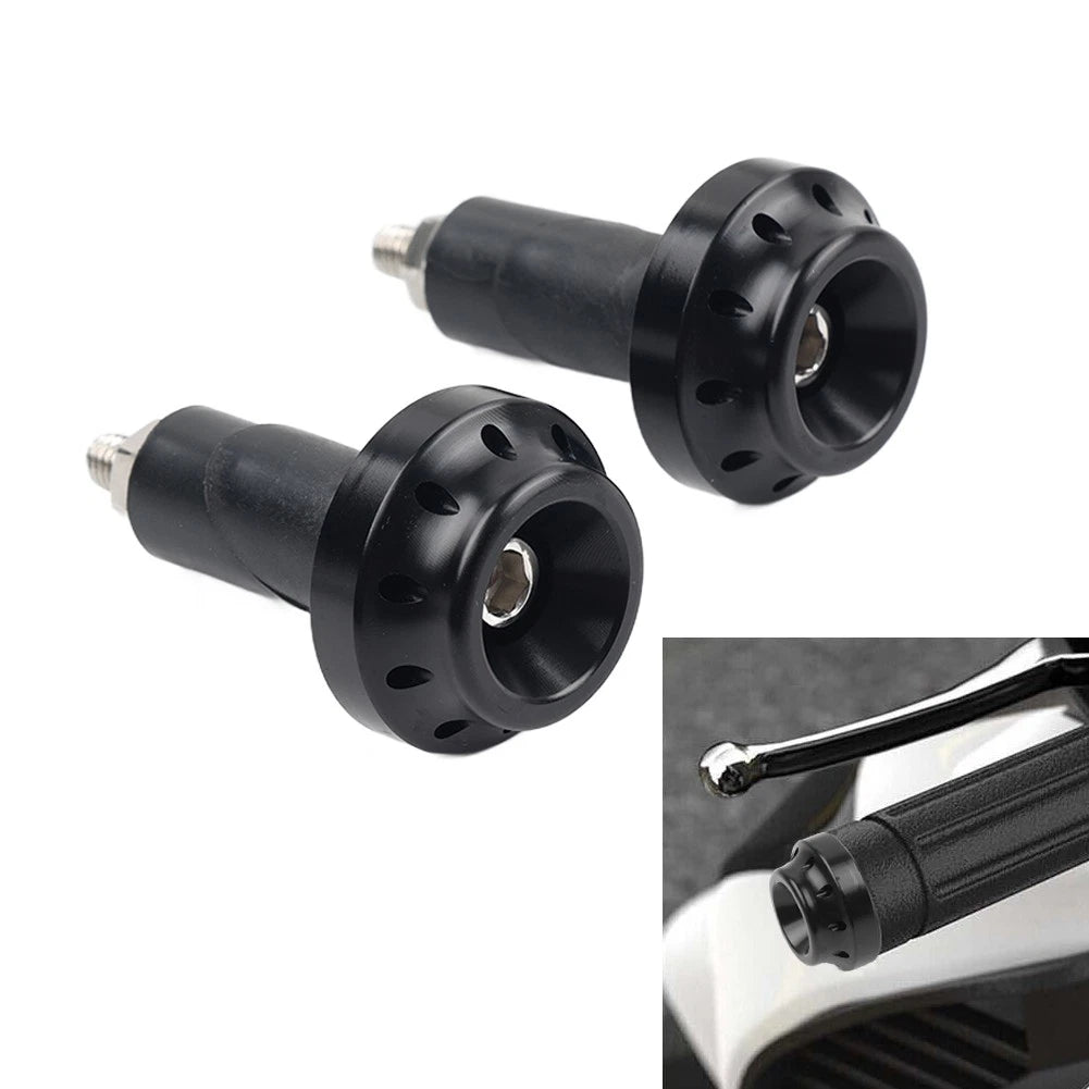 1Pair Black Motorcycle 7/8'' 1'' Handlebar Grips Handle Bar End Cap Silder Plug