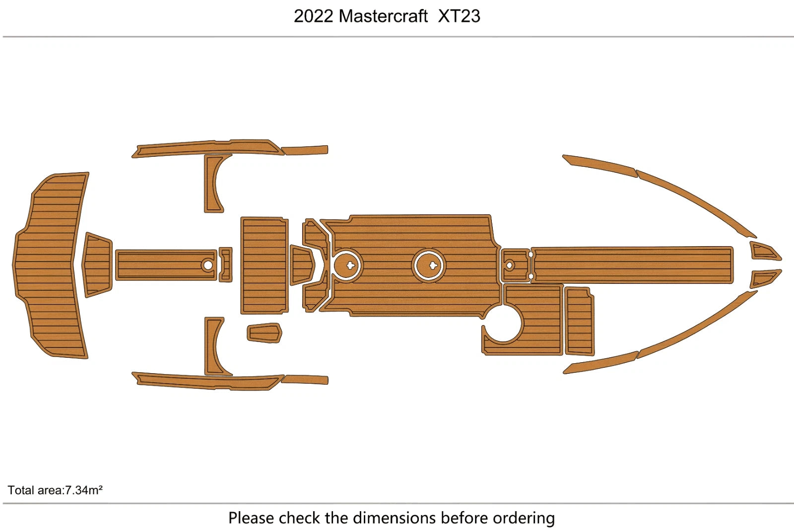 EVA Pads for Mastercraft XT23 (2022) - Cockpit Swim Platform Teak Faux Flooring