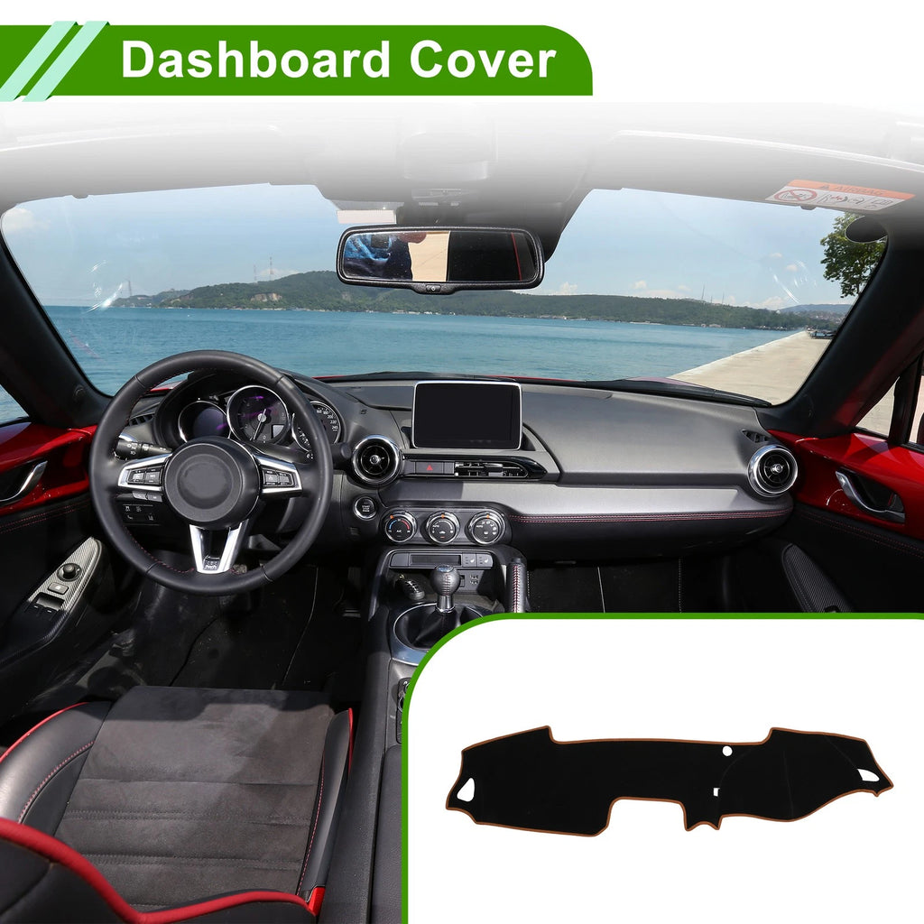 Dash Cover for Mazda MX-5 Front 2015–2022 Polyester Black Orange Edge 1Pc