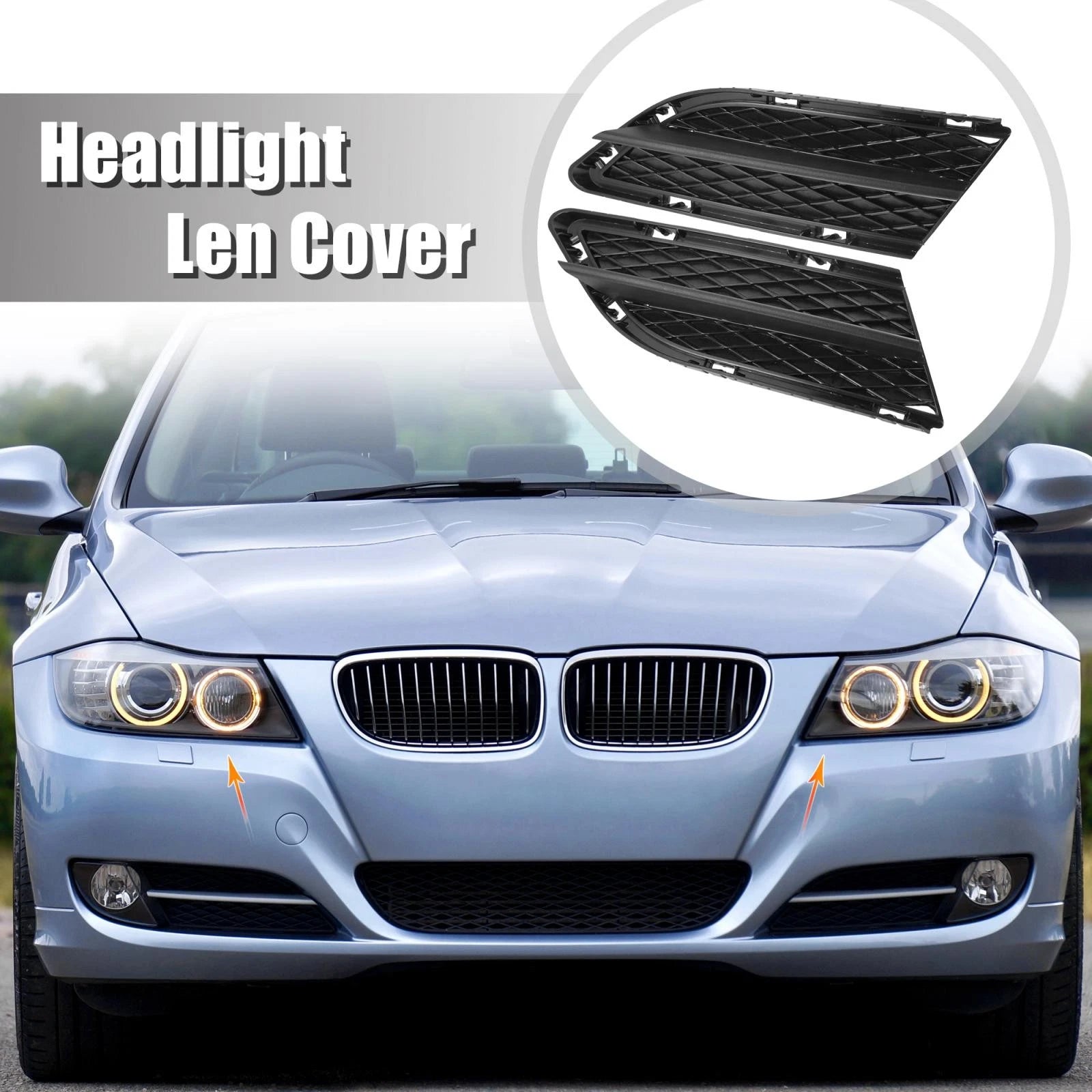 Fog Light Grille Pair Left and Right Replacement for BMW 328i (2009–2010)