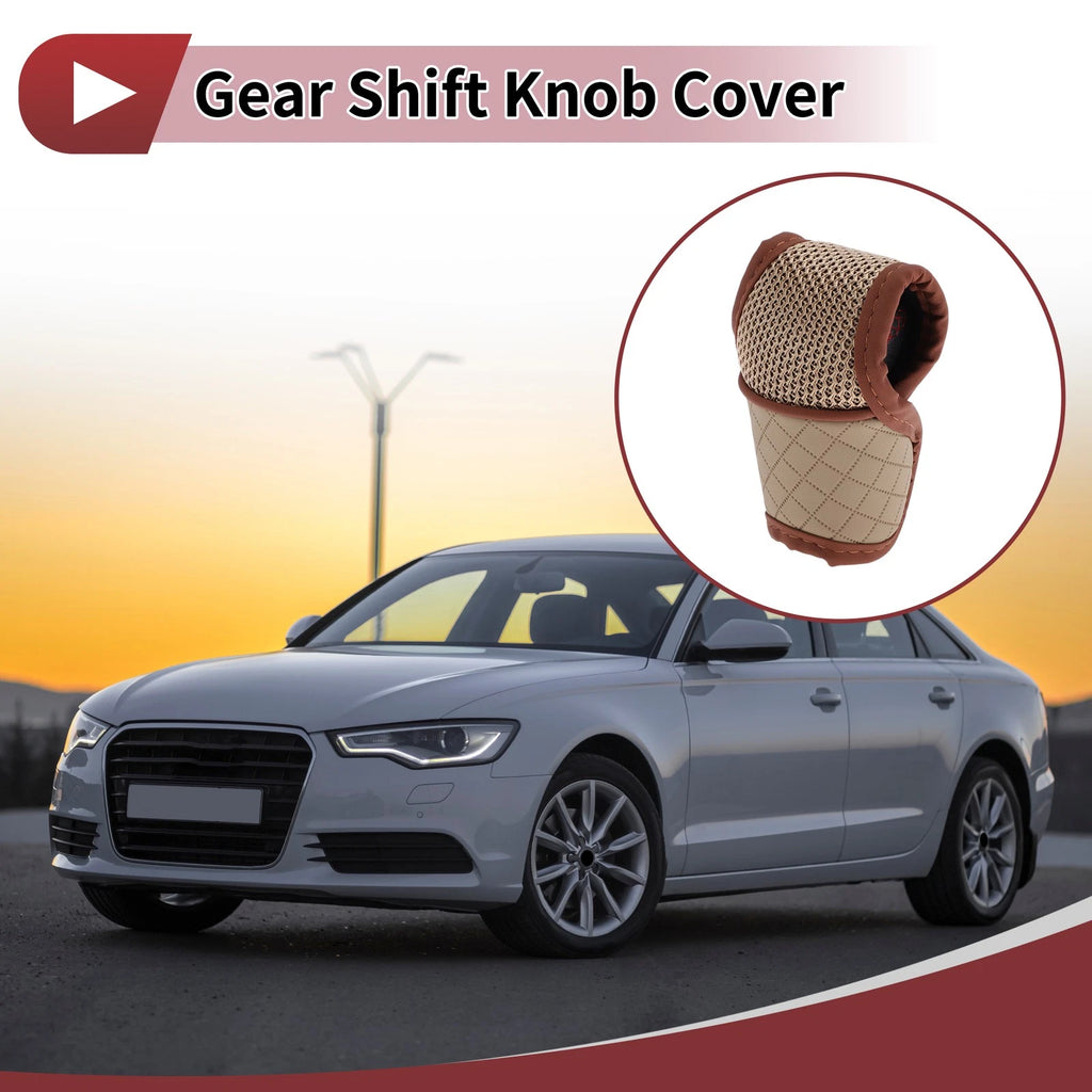 Gear Shift Knob Cover for Car T-Shaped Hook And Loop PU Yellow Orange