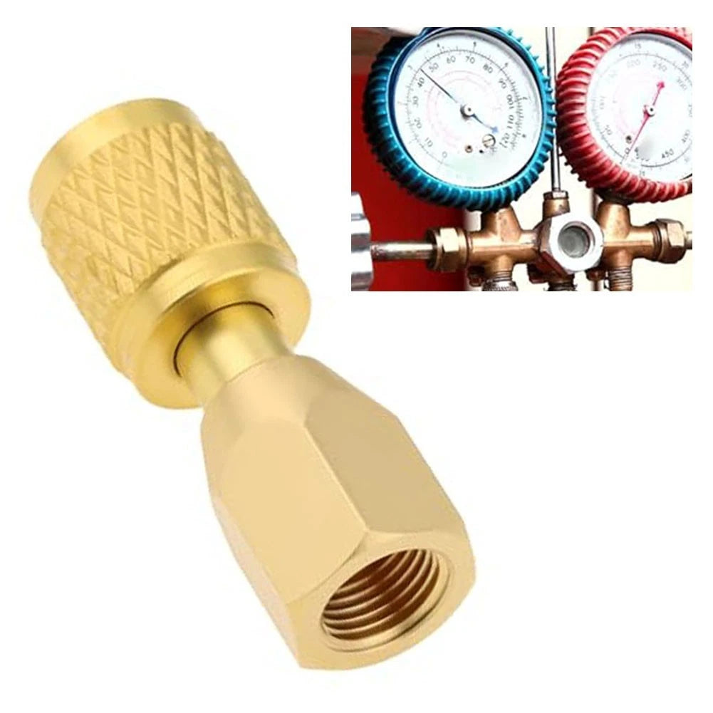 1/4 SAE to 1/8 NPT Quick Connect Brass Fitting for Refrigeration Gauges