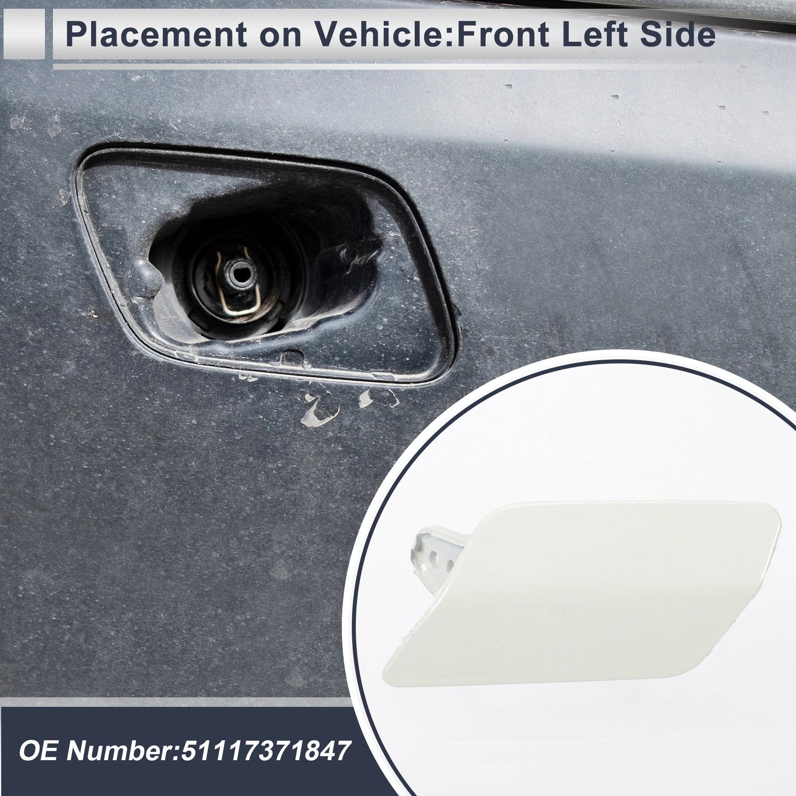 Front Left Headlight Washer Nozzle Cover Cap for BMW 3 Series (2006–2012)