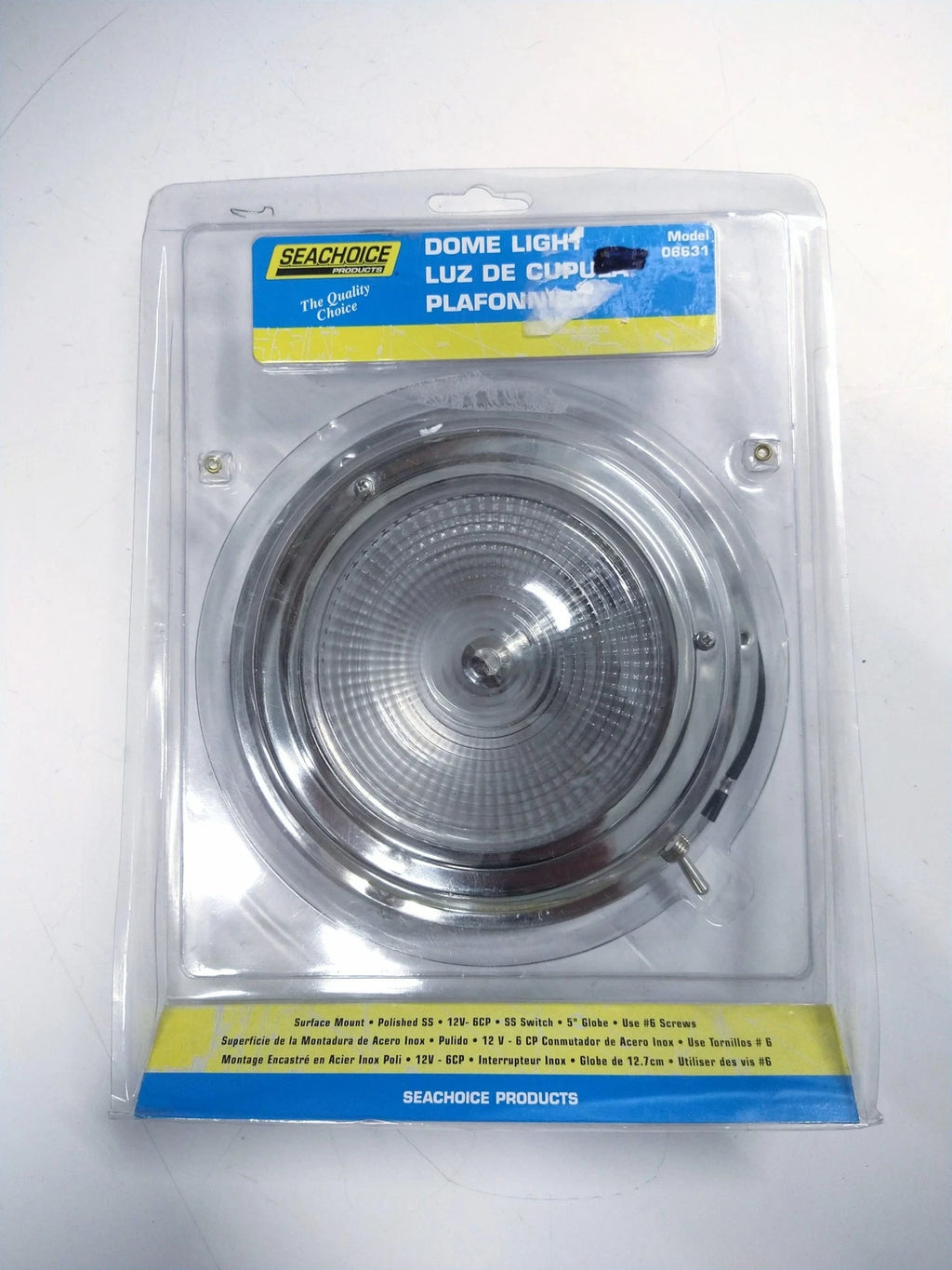 Seachoice 06631 Polished Surface Mount Dome Light 5'' 12V for