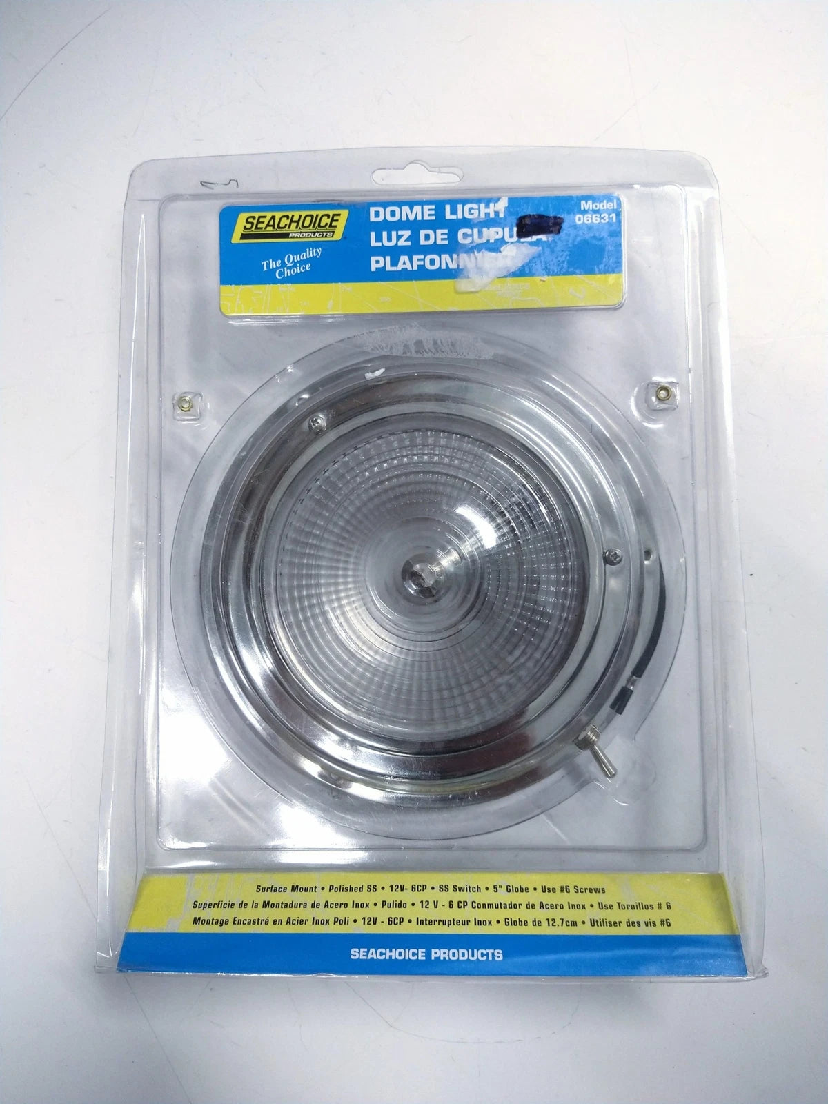 Seachoice 06631 Polished Surface Mount Dome Light 5'' 12V for