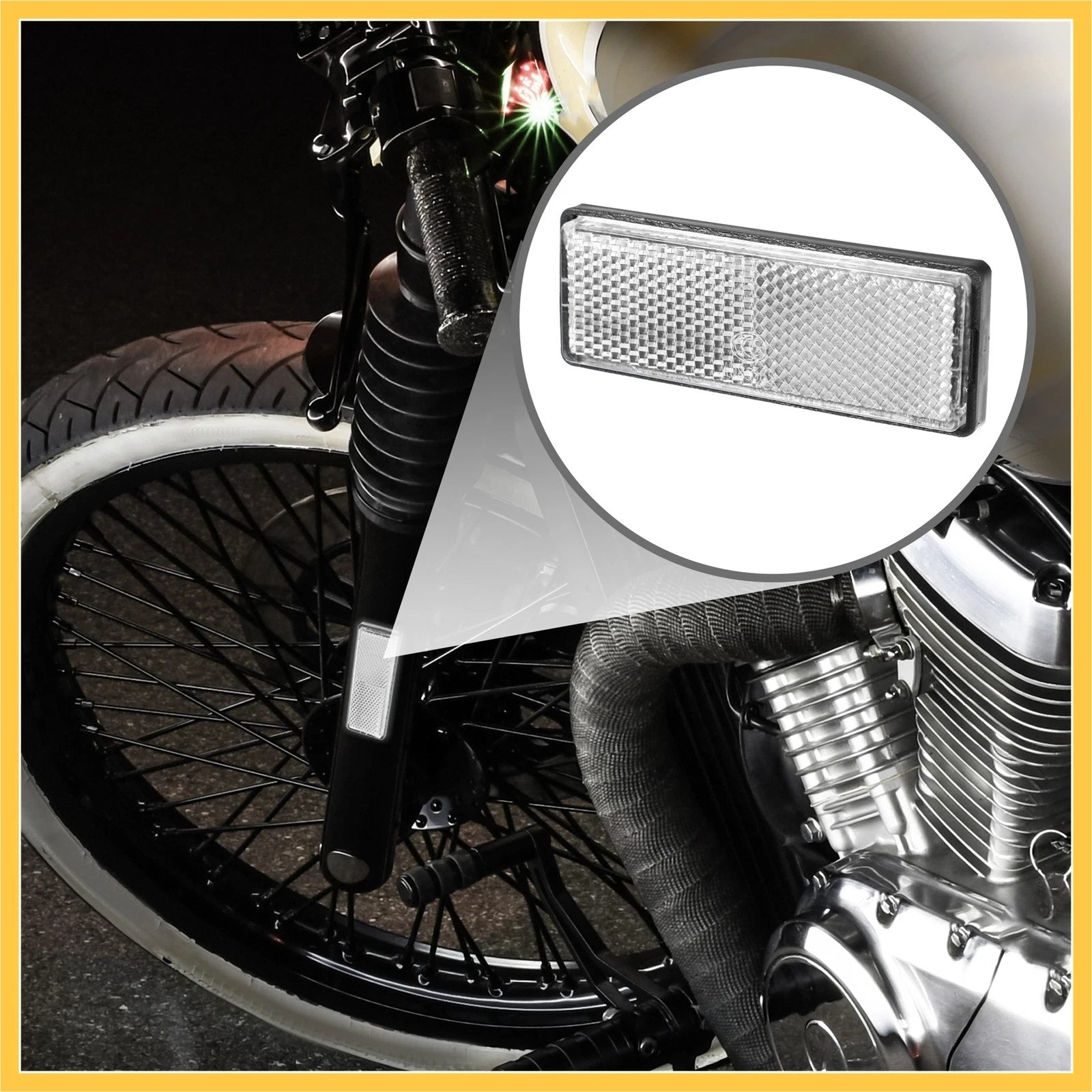 2PCS Universal Rectangle Motorcycle Reflector Light OEM Replacement for Bike