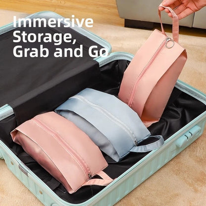 Light Blue Rose Pink Waterproof Travel Storage Bag for Underwear Socks