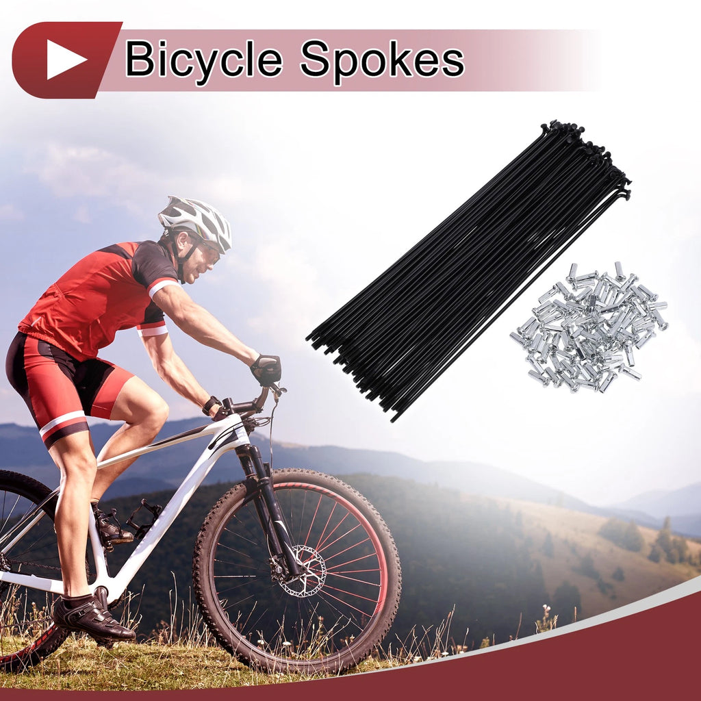 Bicycle Spokes Set 197mm Carbon Steel Black for 13G Wheel (2005–2015)
