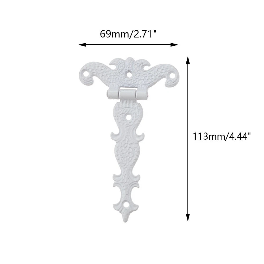 Set of 4 White Cabinet Butt Hinges for Jewelry Chest Toolbox