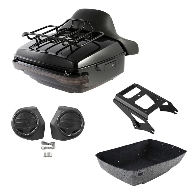 LED Light Speakers for Harley Touring (2009–2013) - King Trunk Backrest Mount Rack