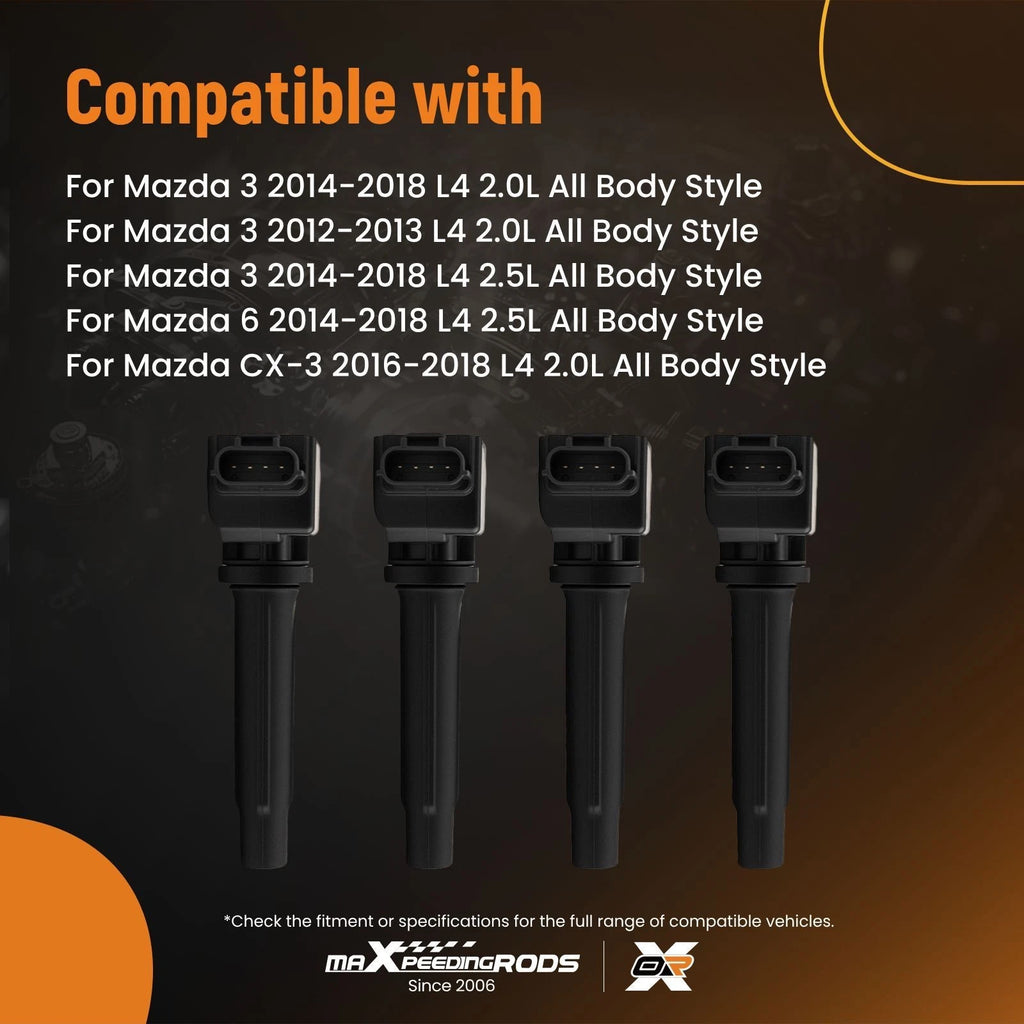 4X Ignition Coil for Mazda 3 CX-5 MX-5 2.0L 2.5L (2012–2019) UF656