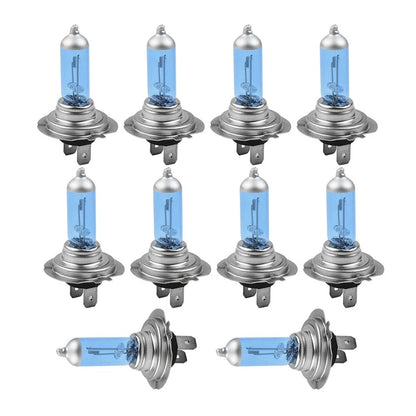 Set of 10 H7 12V 55W Halogen Headlight Bulbs for Various Makes and Models