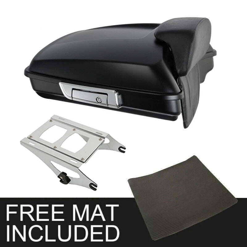 Matte Razor Trunk Backrest Chrome Mount for Harley Road King (2014–2026)