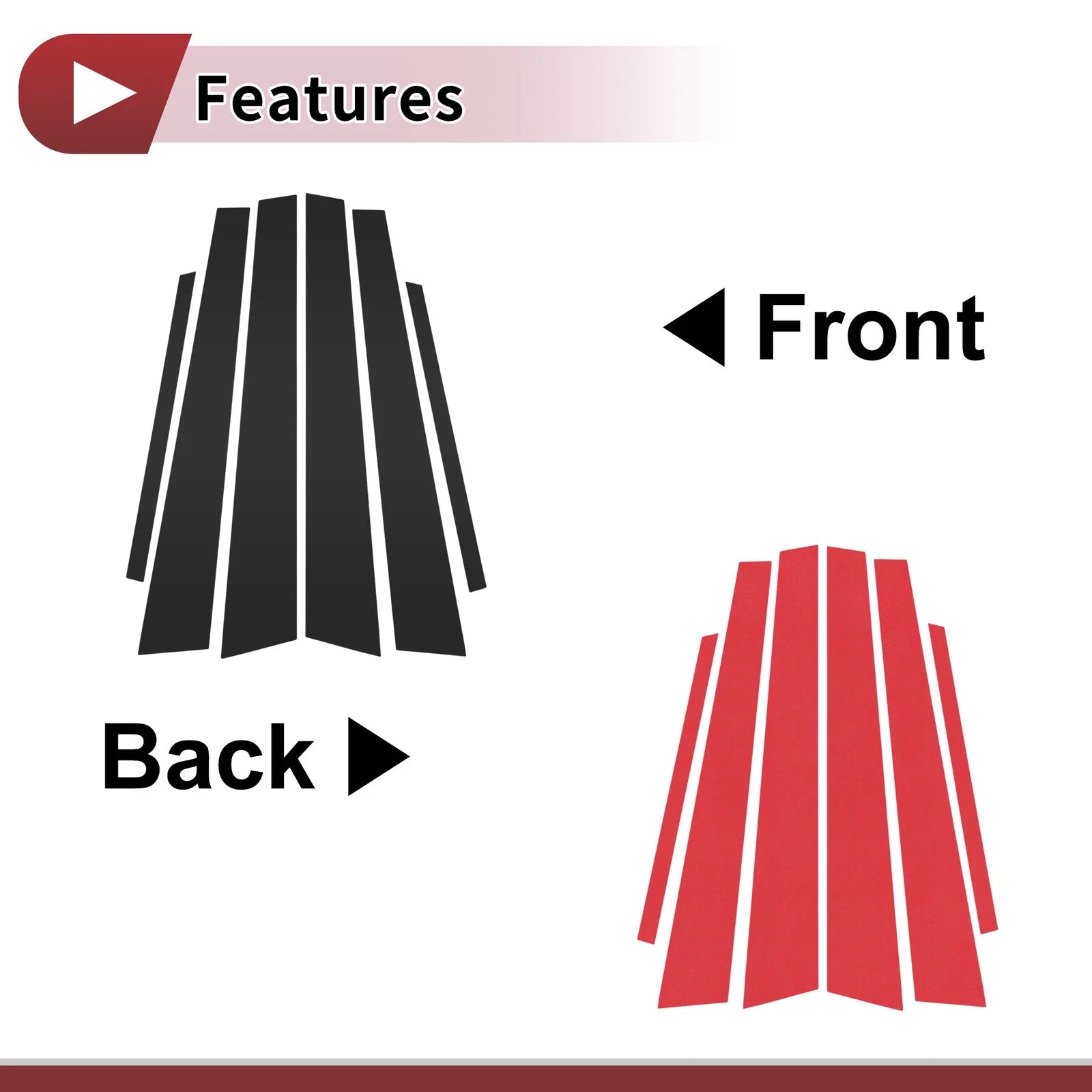 6 Pcs Door Pillar Window Trim Replacement for Honda Civic (2001–2005)