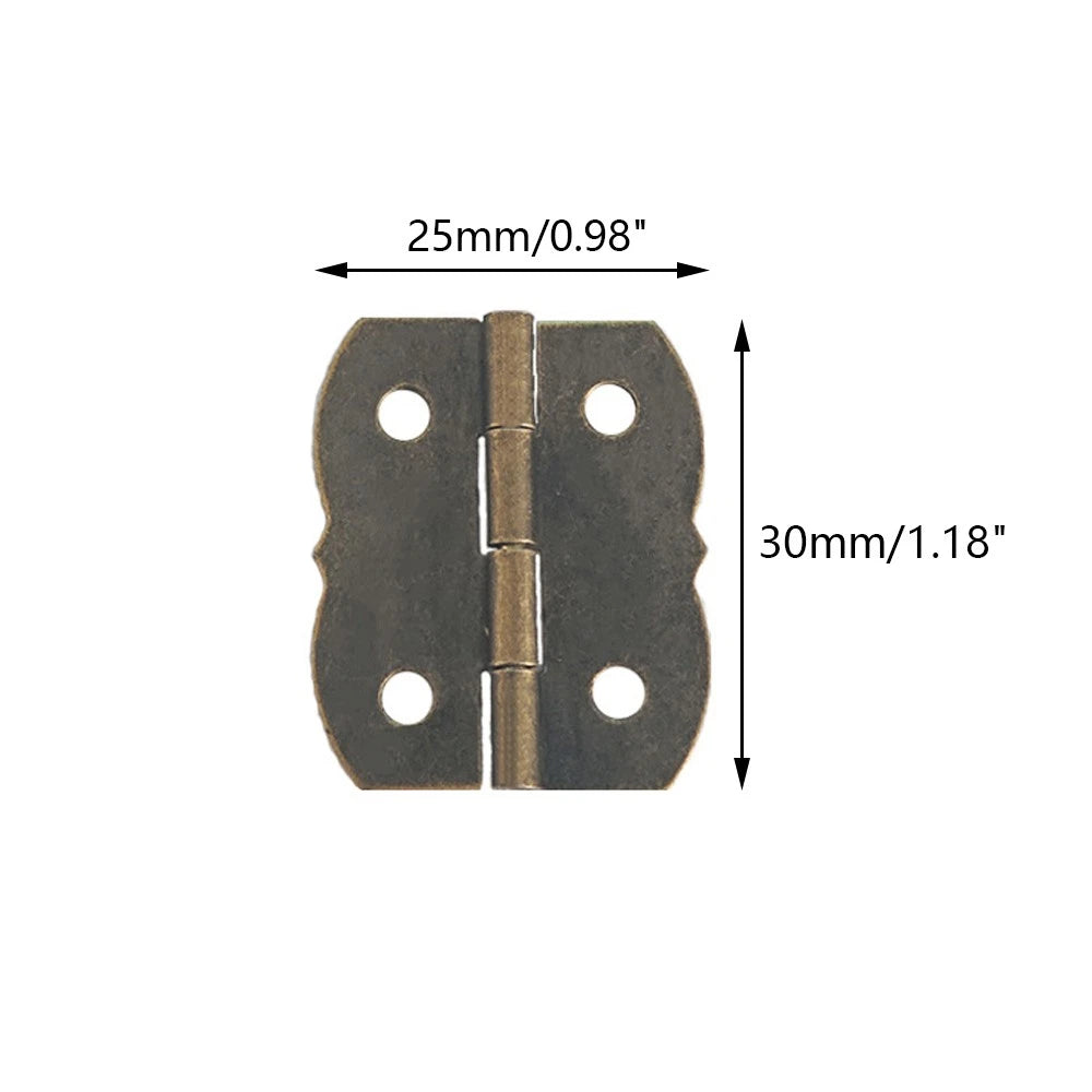 10pcs Antique Bronze Cabinet Hinges for Jewelry Chest Wooden Box (30mm x 25mm)