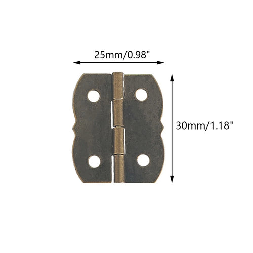10pcs Antique Bronze Cabinet Hinges for Jewelry Chest Wooden Box (30mm x 25mm)