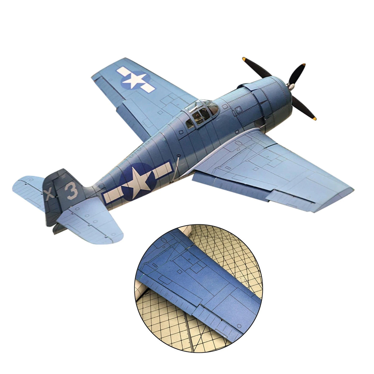 Grumman F6F-3 Hellcat Fighter Paper Model Kit (1:32 Scale)
