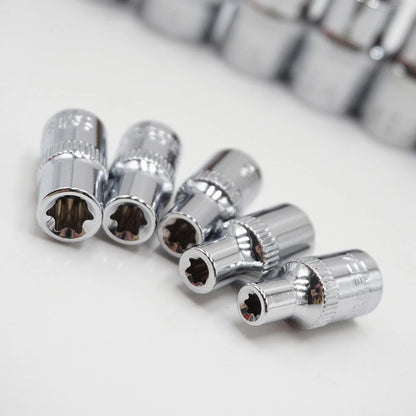 11-Piece Drive Socket Set for E Type Wrench (3/8" Chrome Vanadium Steel)