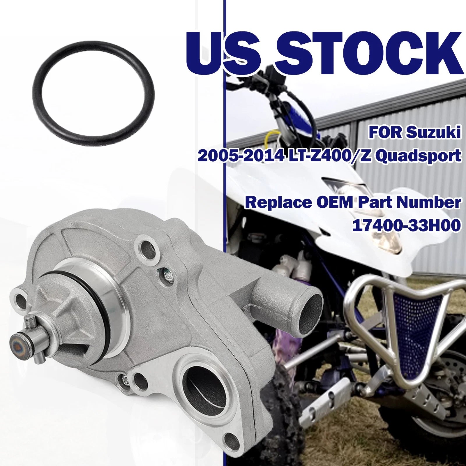 Water Pump Assembly w/Orings Kit for Suzuki LTZ 400 (2005–2014)