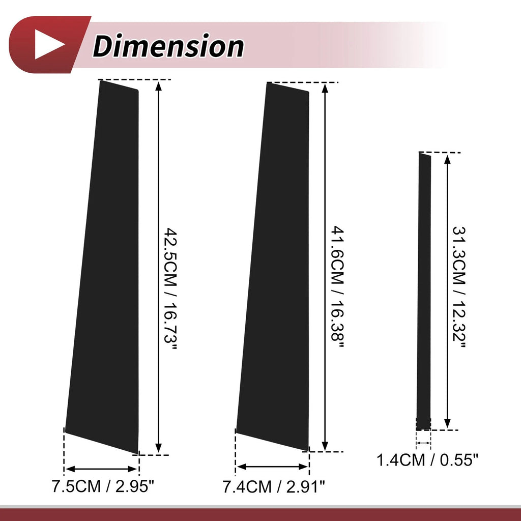 Door Pillar Window Trim Set for Lexus GS 2006–2011 Black (6 Pieces)