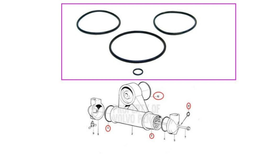 Oil Cooler Re-Seal Kit for Volvo Penta AQ120-AQ171 (2-925092, 1-925255, 1-925983)