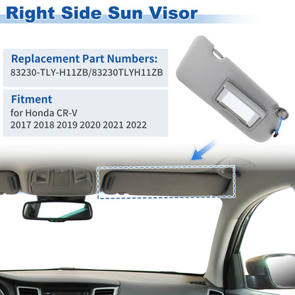 Right Side Sun Visor for Honda CR-V (2017–2022) No. 83230-TLY-H Gray