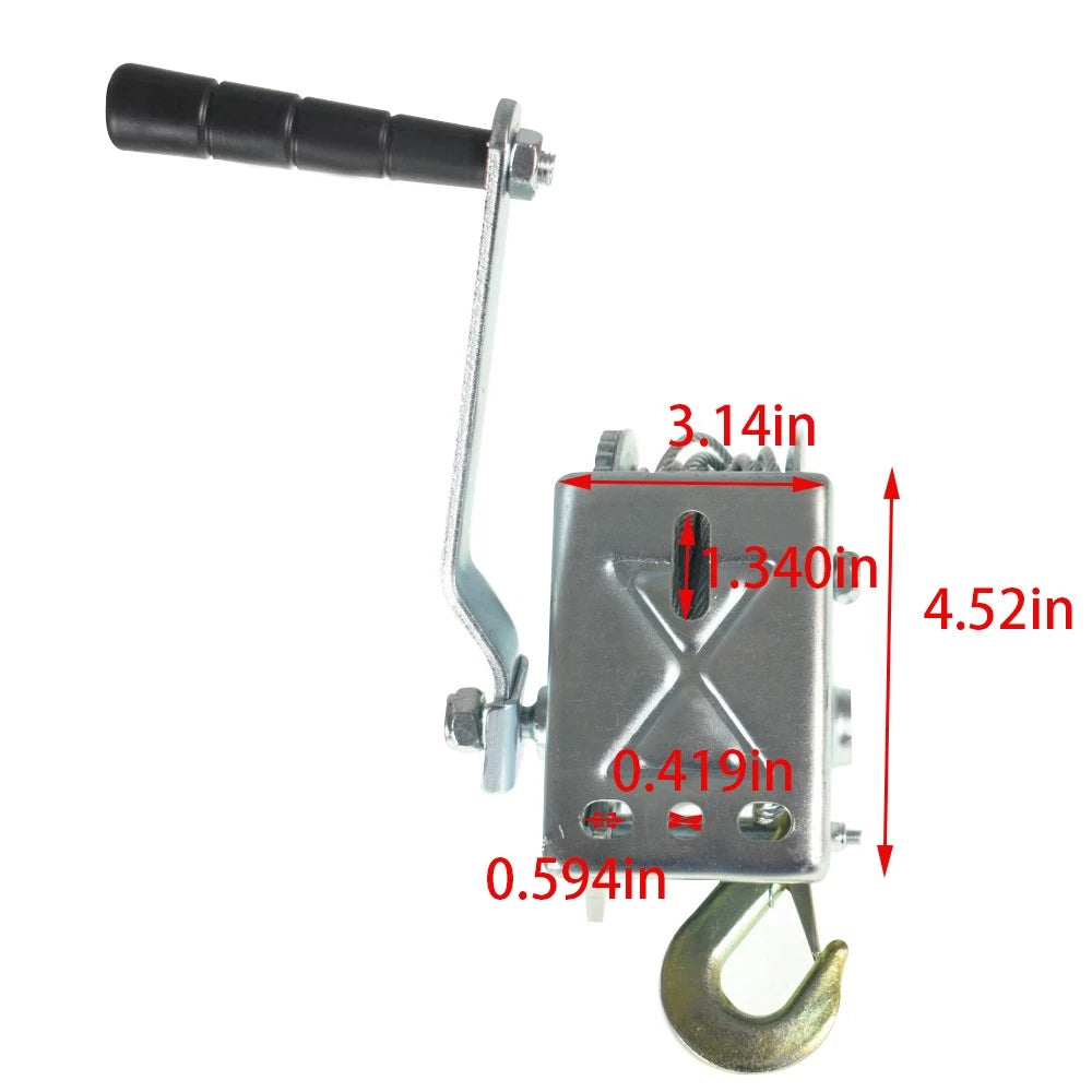 Heavy Duty Hand Winch 800lbs with 13FT Cable for