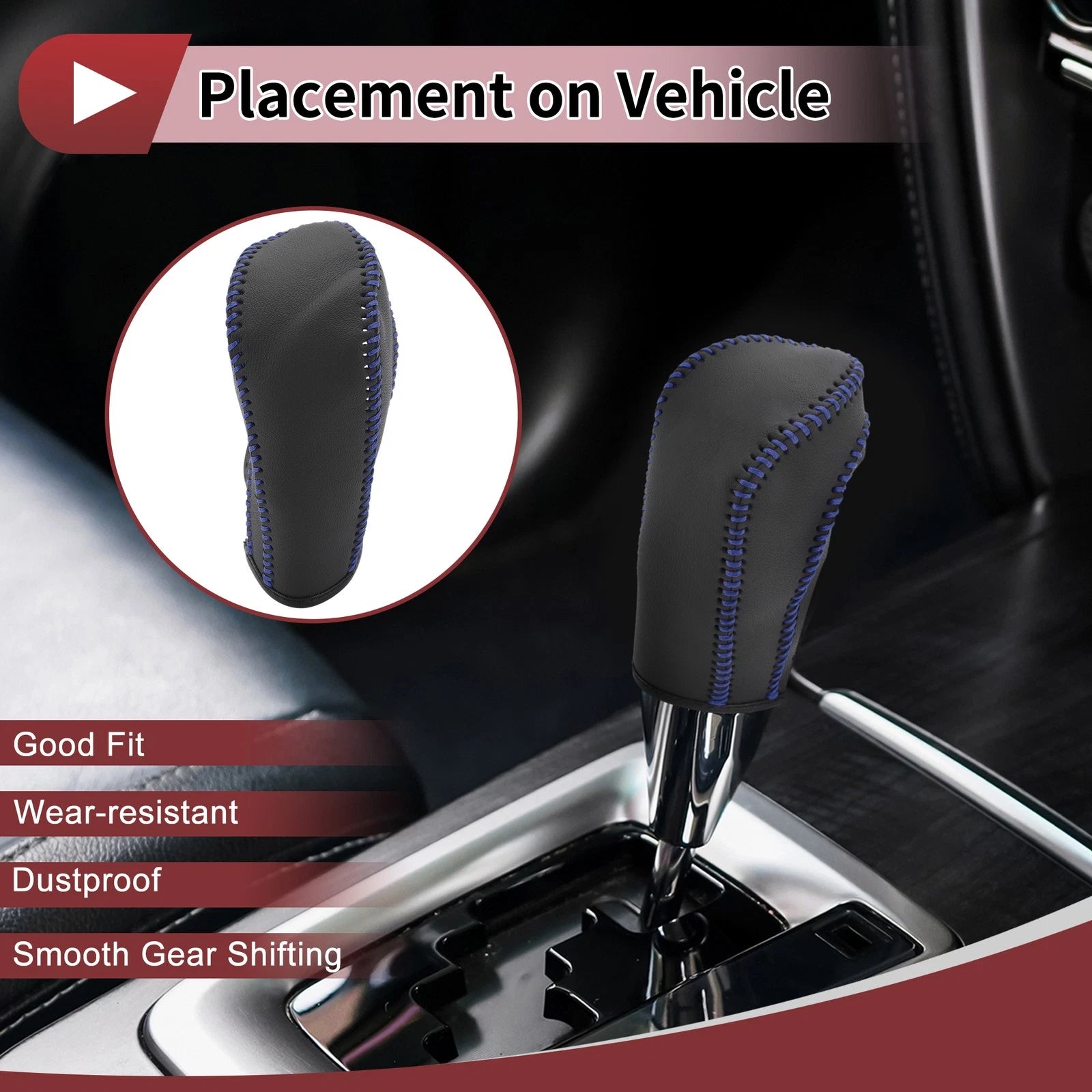 Gear Shift Knob Cover Replacement for Ford Fiesta (2009–2012) Faux Leather