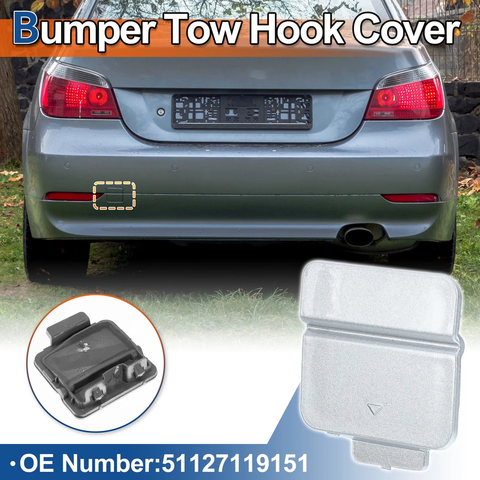 Rear Tow Hook Cover Replacement for BMW 525i 530i (2004–2010)