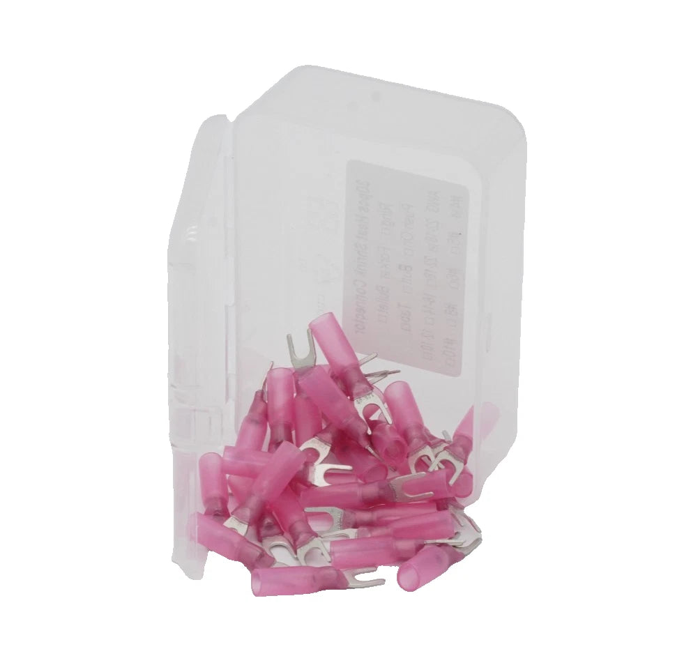 30-Pack Marine HDPE Heat Shrink Fork Terminal #4 22-16 AWG Connector