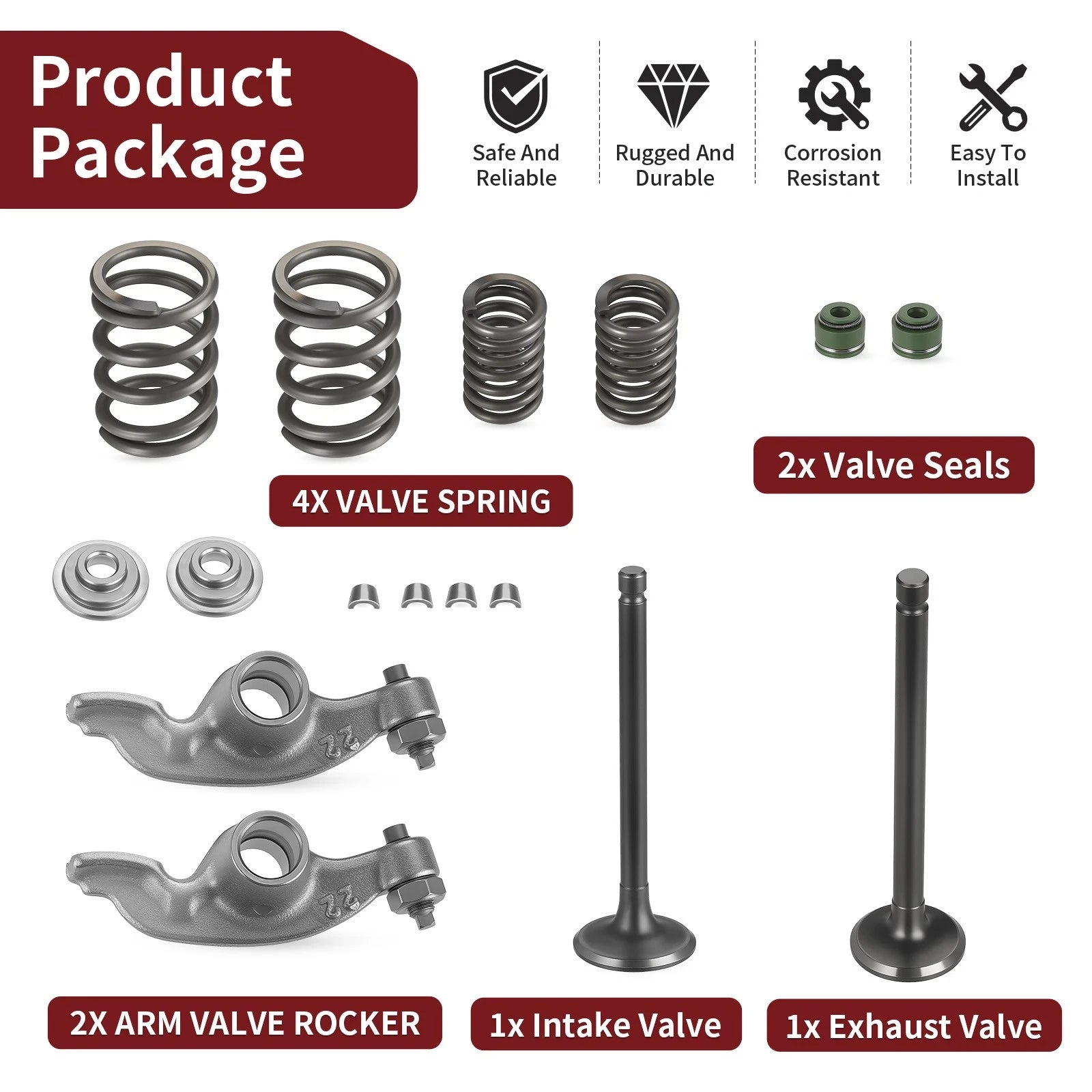 Rocker Arm and Intake Exhaust Valves for Honda CRF80F CRF100F XL100S XL80S XL75