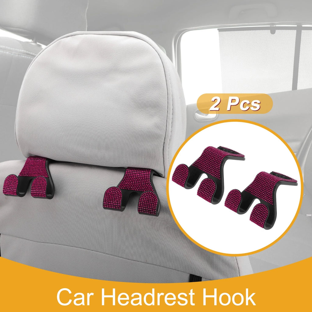 2 Pcs Universal Car Seat Headrest Hook for Hanging Purses (Rose Red)
