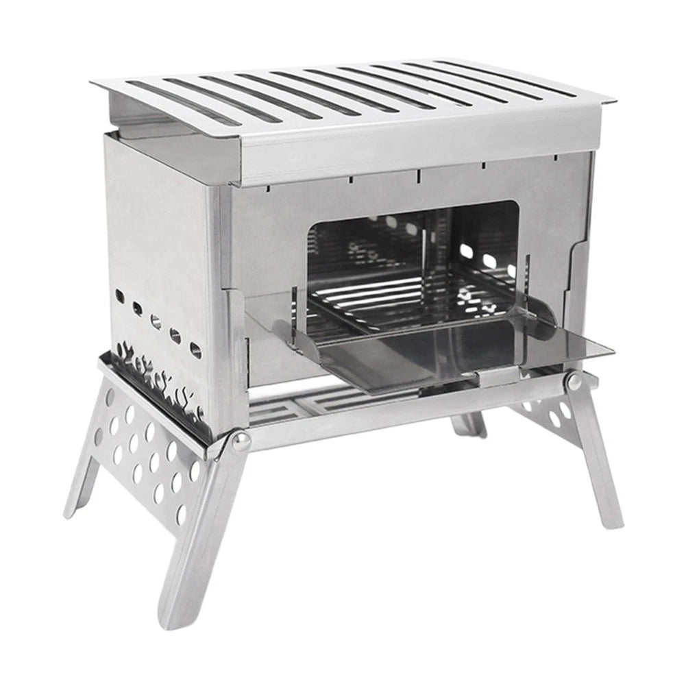 Compact Foldable Card Stove for Outdoor Cooking (21.5x12x19cm)