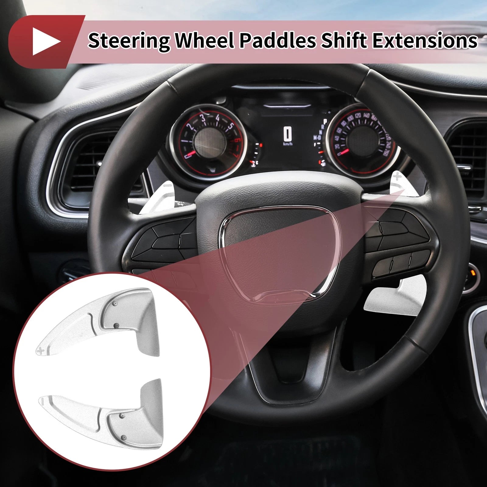 Aluminum Alloy Steering Wheel Shift Paddle Extensions for Dodge Challenger (2015–2023)