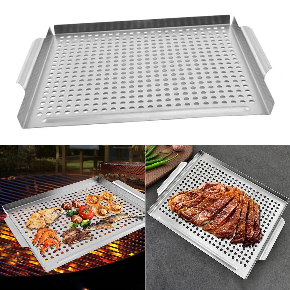 Perforated Stainless Steel Grill Pan for Outdoor Use