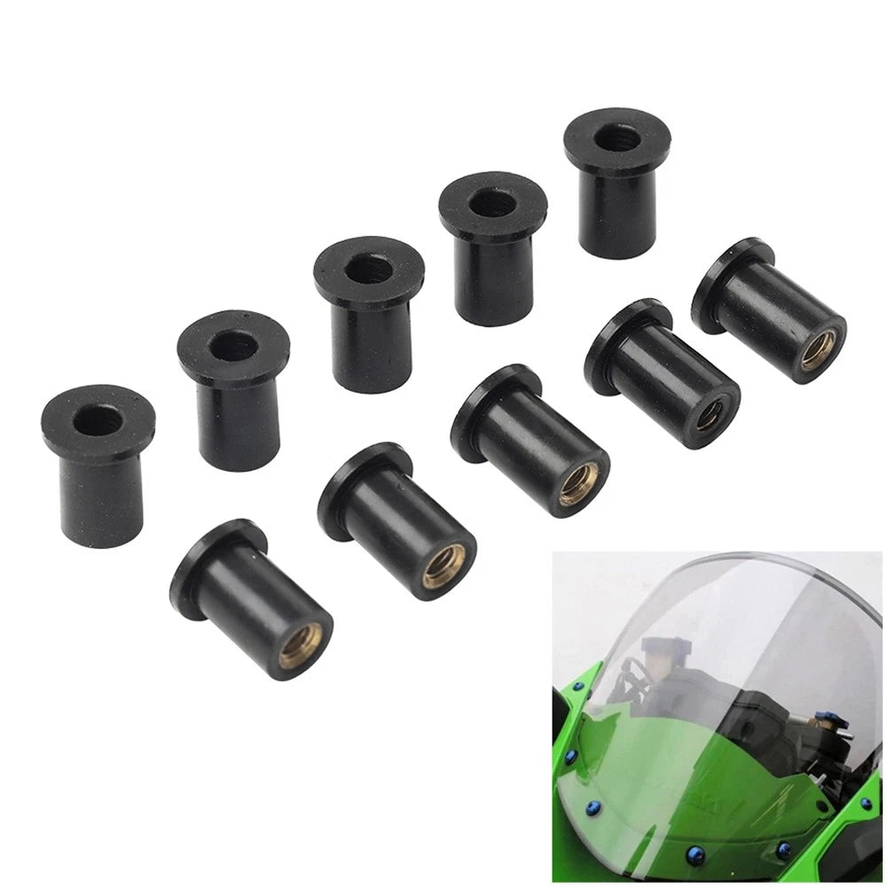 Set of 10 M5 Rubber Windshield Vibration Dampers for Motorcycle