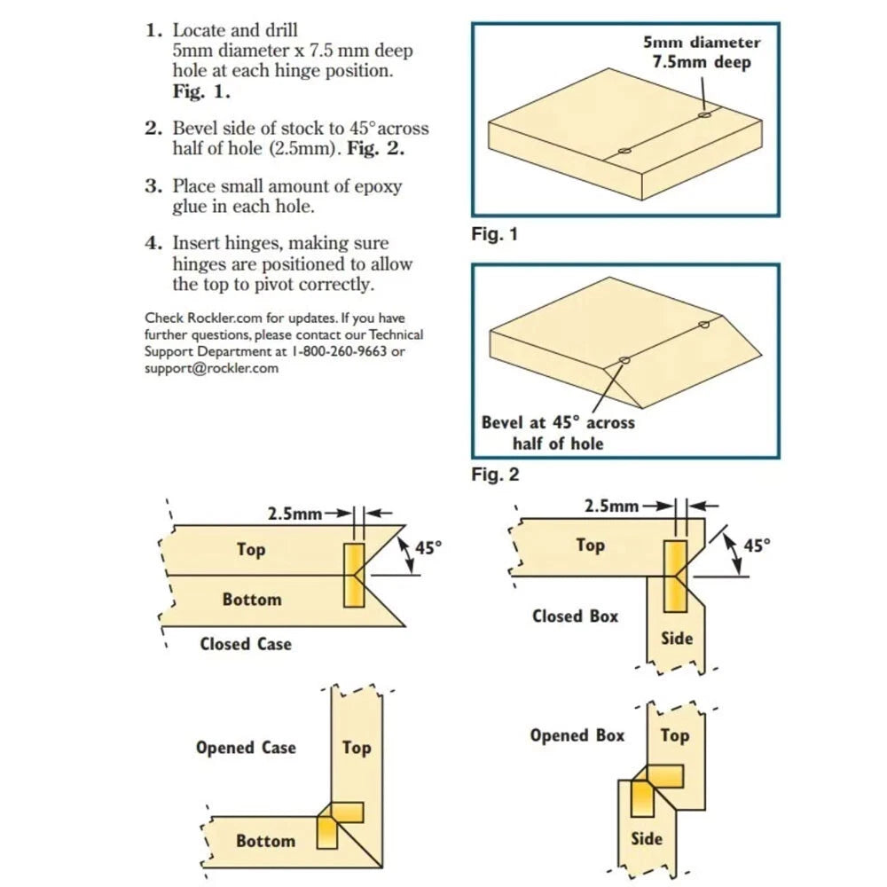 20Pcs Mini Brass Barrel Hinge for Cabinet (Concealed, Invisible)