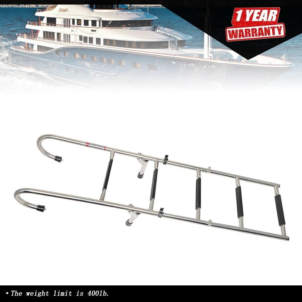 Stainless Steel Folding Ladder 2 Step + 3 Step 400 lb Limit