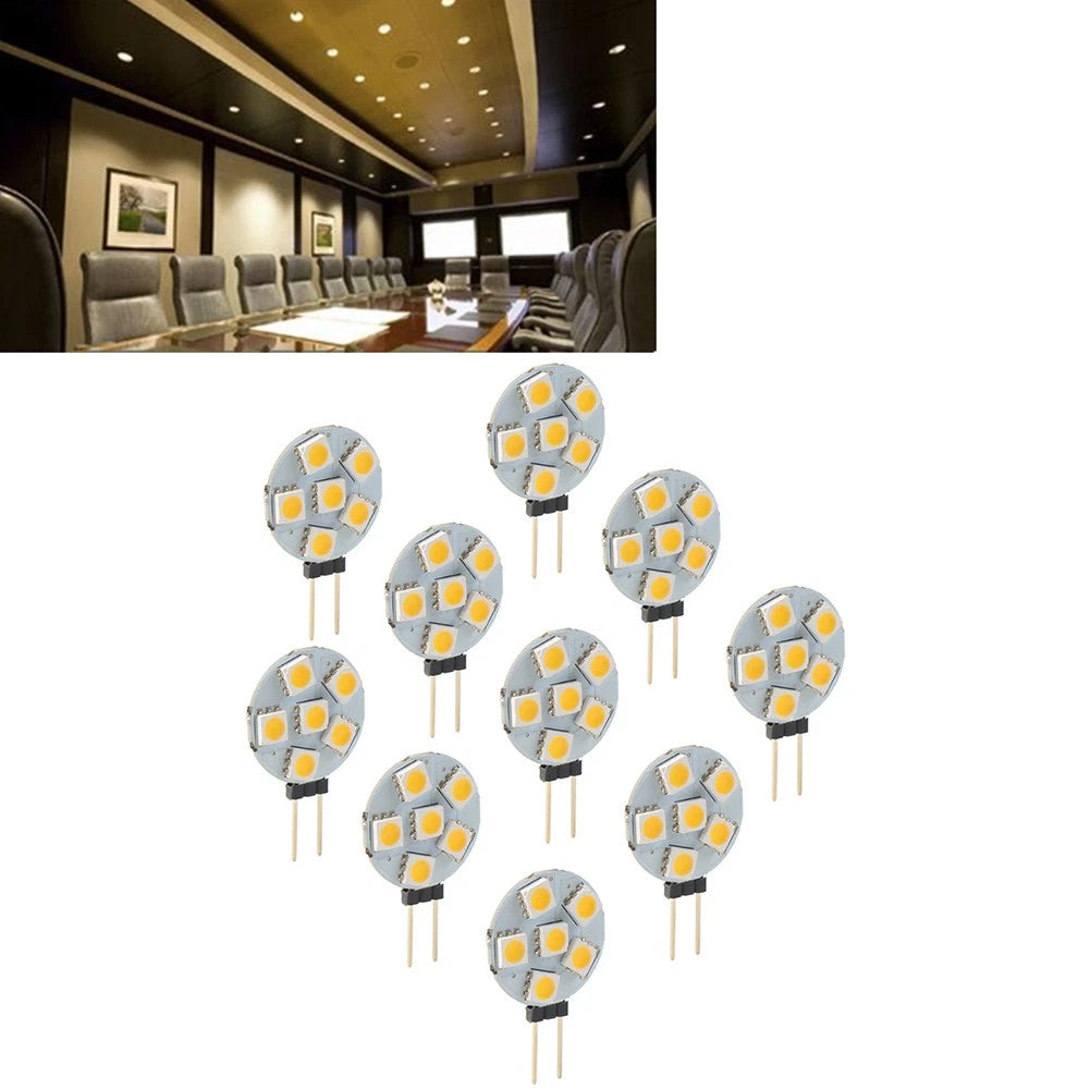 10PCS DC12V G4 Super Bright Flat Light 5050 SMD 6 LED Bulb Warm White Lamp Car